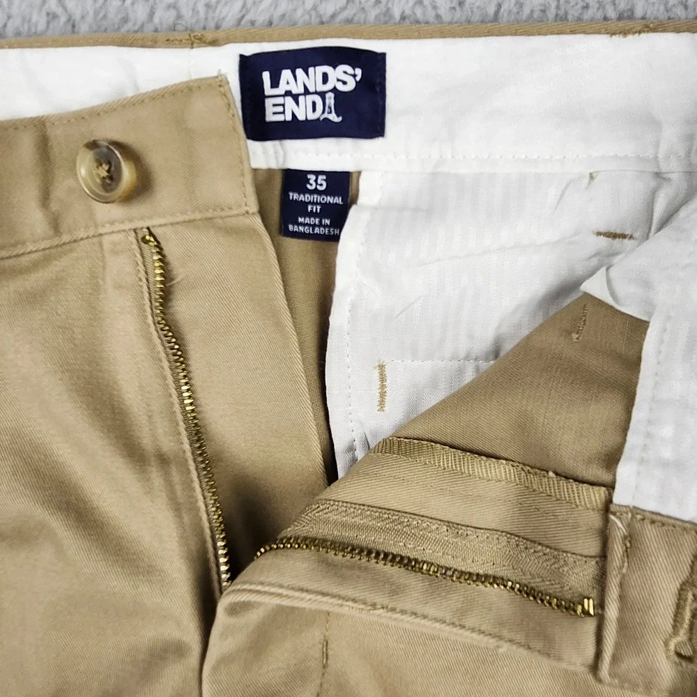 Lands End Traditional Fit Comfort Waist‎ Khaki Chino Pants Mens Size 35x30.5